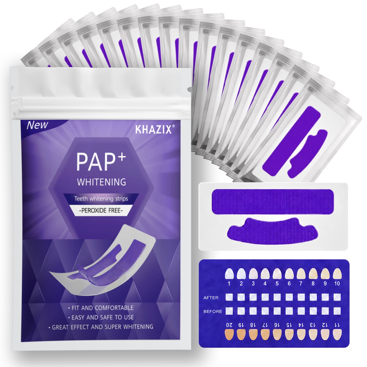 Teeth Whitening Retainer - 7 çift Diş Beyazlatma Şeritleri, Daha