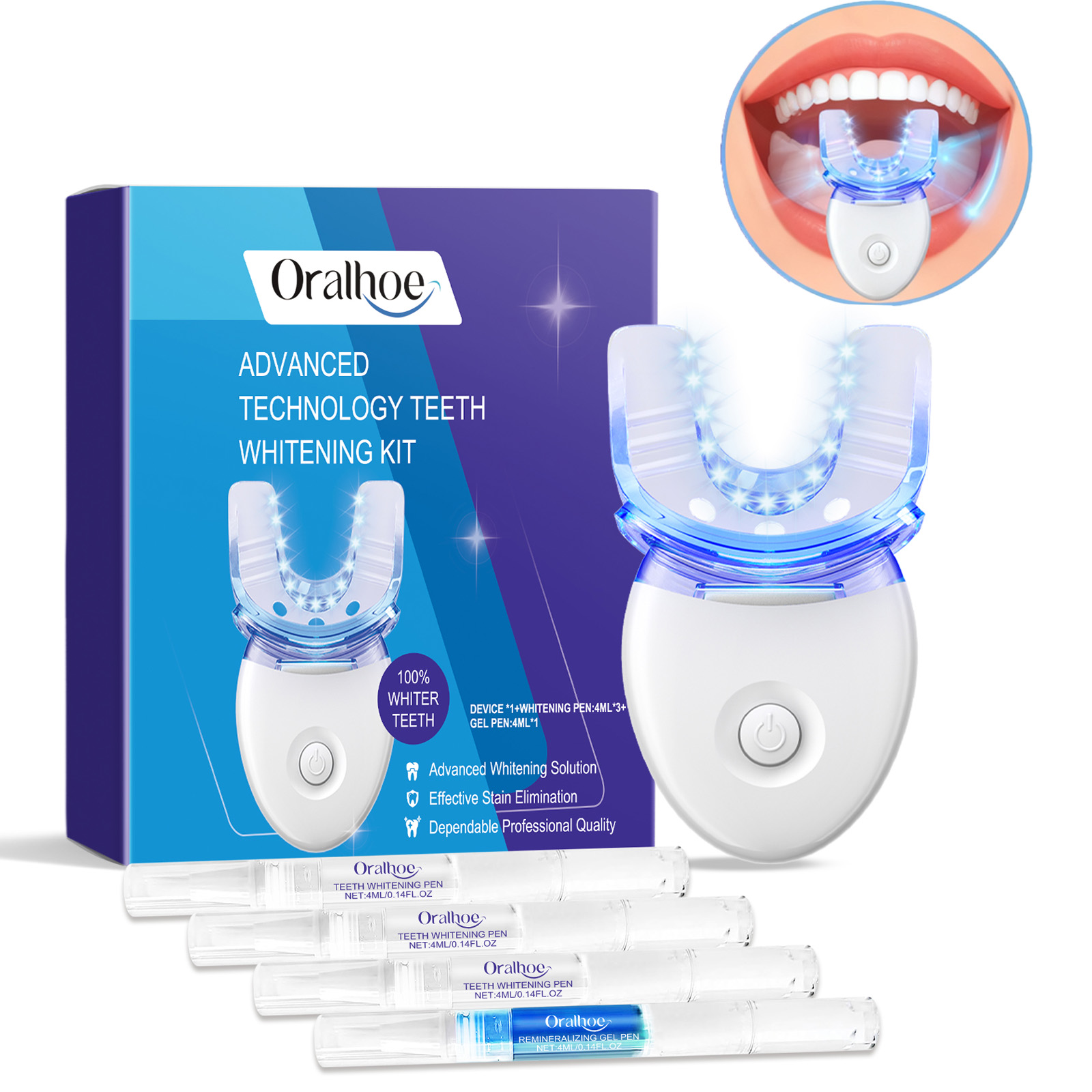 Teeth Whitening Foam - Profesyonel Diş Beyazlatma LED Işık Kiti,